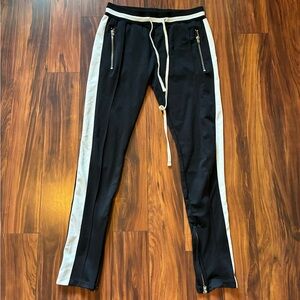MNML Black and White Joggers with Zipper Details